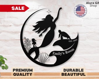 Custom Mermaid Metal Sign Mermaid Sign Metal Mermaid Wall Art Mermaid Wall Decor Mermaid Gift for Girl Mermaid Lover Gift Girls Room Decor