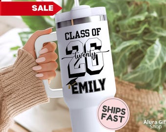 Custom Graduation Tumbler 40oz High School Graduation Tumbler High School Graduation Gift for Her Class of 2026 Senior Tumbler Son Grad Gift