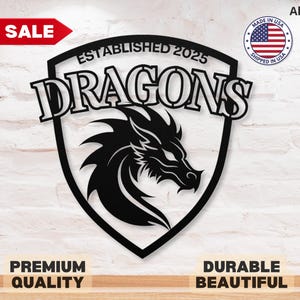 Custom Metal Dragon Wall Art Dragon Decorations for Kids Dragon Wall Decor Kids Family Name Sign Dragon Lover Gift for Him Housewarming Gift