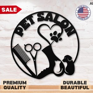 Custom Dog Grooming Sign Pet Grooming Metal Sign Xmas Pet Grooming Gift for Pet Groomer Gift Grooming Salon Wall Decor Pet Salon Wall Art