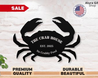 Custom Crab Sign Crab Metal Wall Art Crab Metal Art Beach Decor Metal Crab Decoration Beach House Decor Housewarming Gift Crab Home Decor