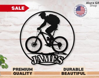 Custom Bicycle Metal Sign Garage Name Sign Man Cave Sign Bicycle Wall Decor Bicycle Wall Art Bike Gift for Men Bike Lover Gift for Cyclist