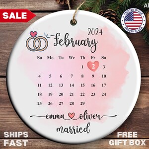 Custom Wedding Date Ornament Wedding Calendar Ornament Married Ornament Calendar Married Calendar Ornament Wedding Gift Anniversary Gift
