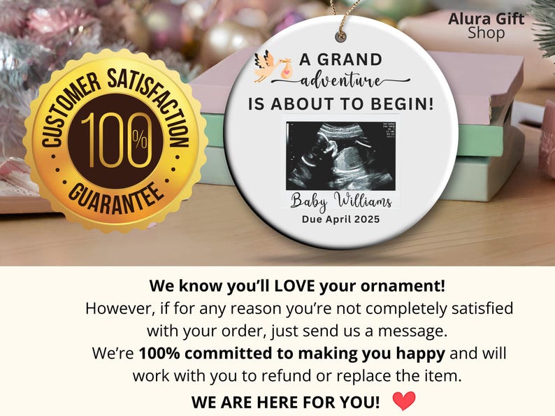 Pregnancy Announcement Ornament Grand Adventure Sonogram Ornament