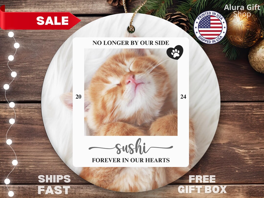 Custom Cat Memorial Ornament Cat Photo Memory Cat Christmas Ornament ...