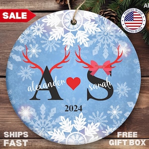 Custom Couple Ornament Personalized Couple Christmas Ornament Dating Ornament Couples Gift For Her Christmas Gift Anniversary Gift Keepsake