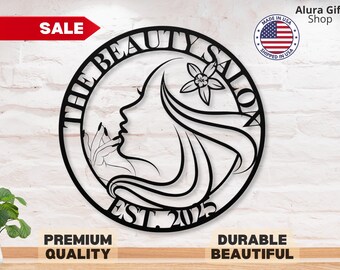 Custom Salon Metal Sign Beauty Salon Sign Salon Decor Sign Salon Name Sign Shop Decor Beauty Salon Wall Art Beautician Gift Cosmetology Gift