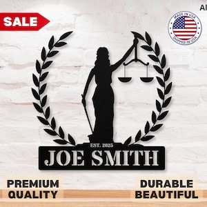 Custom Lawyer Metal Sign Attorney at Law Sign Lawyer Sign Paralegal Sign Lawyer Wall Art Lawyer Decor Lawyer Graduation Gift Law School Gift