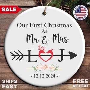 First Christmas Married Ornament, First Christmas Married Christmas Ornament, Our First Christmas As Mr And Mrs Ornament, Wedding Ornament