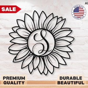 Custom Monogram Metal Sign Sunflower Sign Mom Monogram Sign Monogram Wall Decor Initial Wall Art Single Letter Wall Decor Housewarming Gift