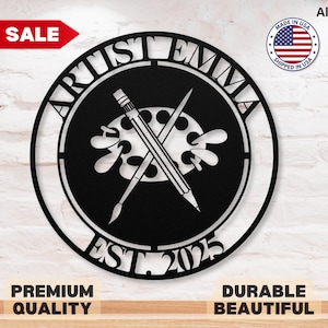 Custom Art Studio Sign Art Deco Sign Artist Sign Metal Art Studio Sign Personalized Art Art Lover Gifts Gift for Art Lover Gift for Artist