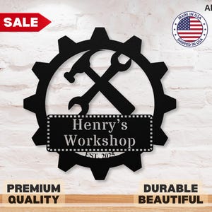Custom Workshop Metal Sign for Dad Workshop Sign Metal Workshop Sign Tool Sign Mancave Sign Workshop Gift for Dad Gift for Father Day Gift