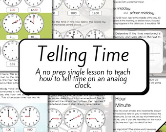 Telling Time: A Lesson on How to Read an Analog Clock, homeschool lesson, math lesson, clock, telling time worksheet, reading clocks