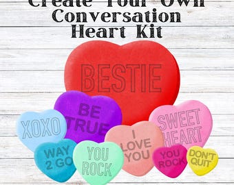 Conversation Heart PNG Bundle  | Pastel & Neon | Valentine’s Sublimation PNG | Candy Heart Clipart | Digital Download | Candy Heart kit