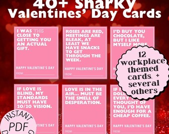 40+ Printable Sarcastic Valentine Cards, Funny Digital Download, Workplace Sarcasm, Sarcastic Valentines, Snarky Cards, Anti-Romantic Cards