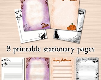 Halloween Stationary, Printable Halloween Writing Paper, Fall Letter Pages, Instant Download