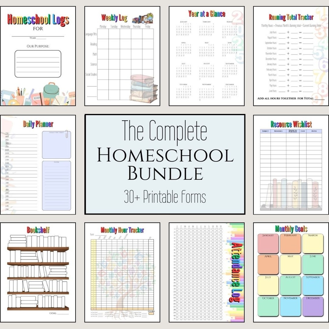 Printable Homeschool Planner, Complete Homeschool Bundle - Etsy