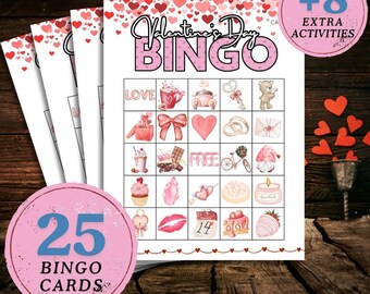 Valentines Bingo PDF, 25 Bing Cards, Valentine's Day, Valentine's Game, Love Bingo Games, Printable Classroom Activities, Kids Group Games