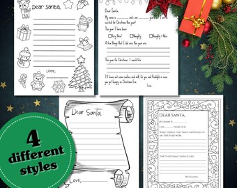 Letters to Santa, Kids letters to Santa, Christmas Printable, Holiday Letter, Christmas Wish List, Dear Santa Letter, Santa Wish List
