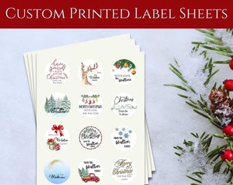 Custom Christmas Labels, Personalized Stickers, Set of 12, Labels for Presents