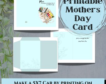Mother’s Day Card Printable with Matching Envelope | 5x7 Folded Card | Print at Home | Instant Download |