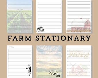 Farm themed lined Printable Stationary 8.5X11, 5X7, 5X5 sizes | Print at home farm lined writing paper | BONUS- Get size A4 for FREE!