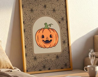 Arte mural imprimible de otoño, impresión de calabaza, impresión de cocina con estilo rústico, decoración otoñal neutra, arte mural digital descargable, póster de decoración de temporada