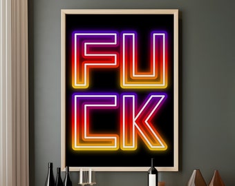 F*ck Wanddruck, lustige Wandkunst, Retro Wand-Dekor, trendige Wand Kunst Drucke, bunte druckbare Kunst, Retro Plakat, digitaler Download 1 Druck.