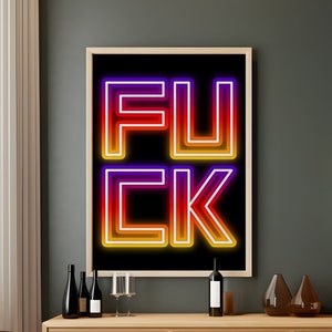 F*ck Wall Print, Funny Wall Art, Retro Wall Decor, Trendy Wall Art Prints, Colourful Printable Art, Retro Poster, Digital Download 1 Print.
