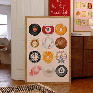 Vintage Retro Print,Trendy Wall Art, Retro Collage Wall Art, Trendy Dorm Decor, 8 Ball Print, Apartment Poster, Wall Decor, Instant Download