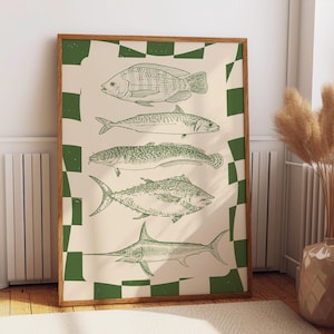 Catch of The Day Vertical Print, Digital Downloadable Wall Art, Nursery Art, Coastal, Cottagecore Decor, Printable Wall Art, Vertical Wall.
