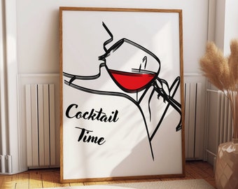 Bar Art Print Cocktail Poster, Modern Bar Cart Wall Art, Liquor Poster, Vodka Poster, Tequila Print, Wine Print, Alcohol Printable Wall Art.