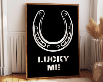 Póster de herradura, arte de pared occidental, decoración de vaquero retro, arte de pared de vaquero, impresión vintage Lucky Me, arte del salvaje oeste, descargar 1 impresión.