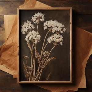 Wildflower Print, Queen Anne’s Lace Botanical Print, Printable Wall Art, Rustic Vintage Floral, Farmhouse Wall Decor, Digital Download