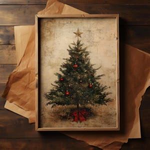 Vintage Christmas Tree Print, Christmas Decor, Printable Wall Art, Modern Christmas Print, Holiday Decor, Christmas Gift Idea, Digital Print