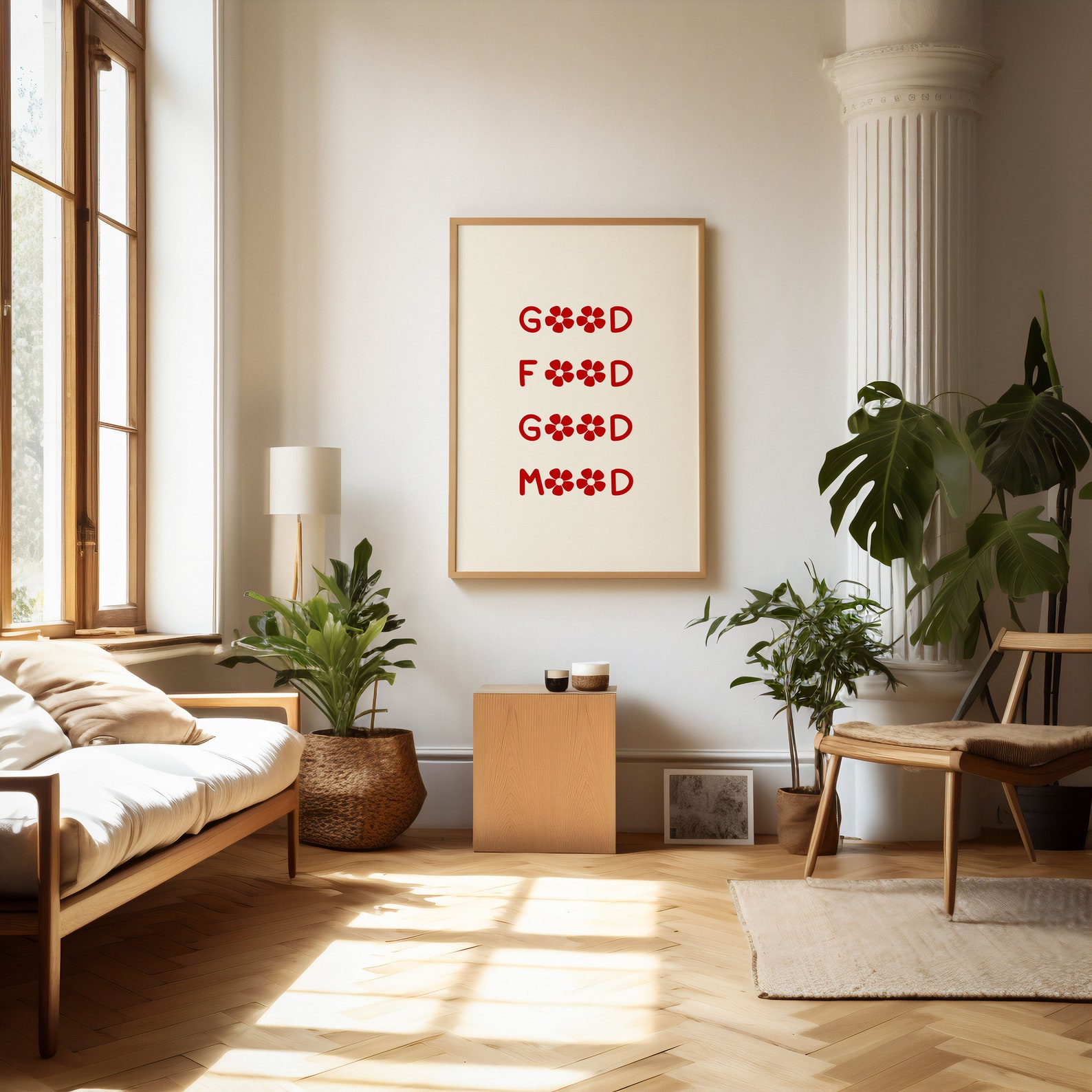 Aesthetic Kitchen Decor Cute, Red Kitchen Wall Art Print, Minimalist