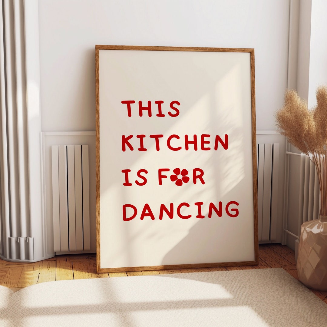 Aesthetic Kitchen Decor Cute Dance Art Red Kitchen Wall Art Print