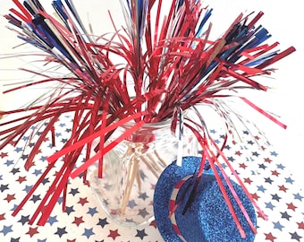 10 Red White and Blue Patriotic Metalic Party Picks, Craft Supply, 4th of July