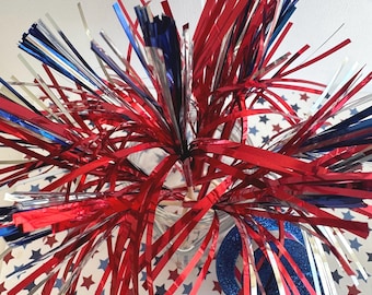 10 Red White and Blue Patriotic Metalic Party Picks, Craft Supply, 4th of July