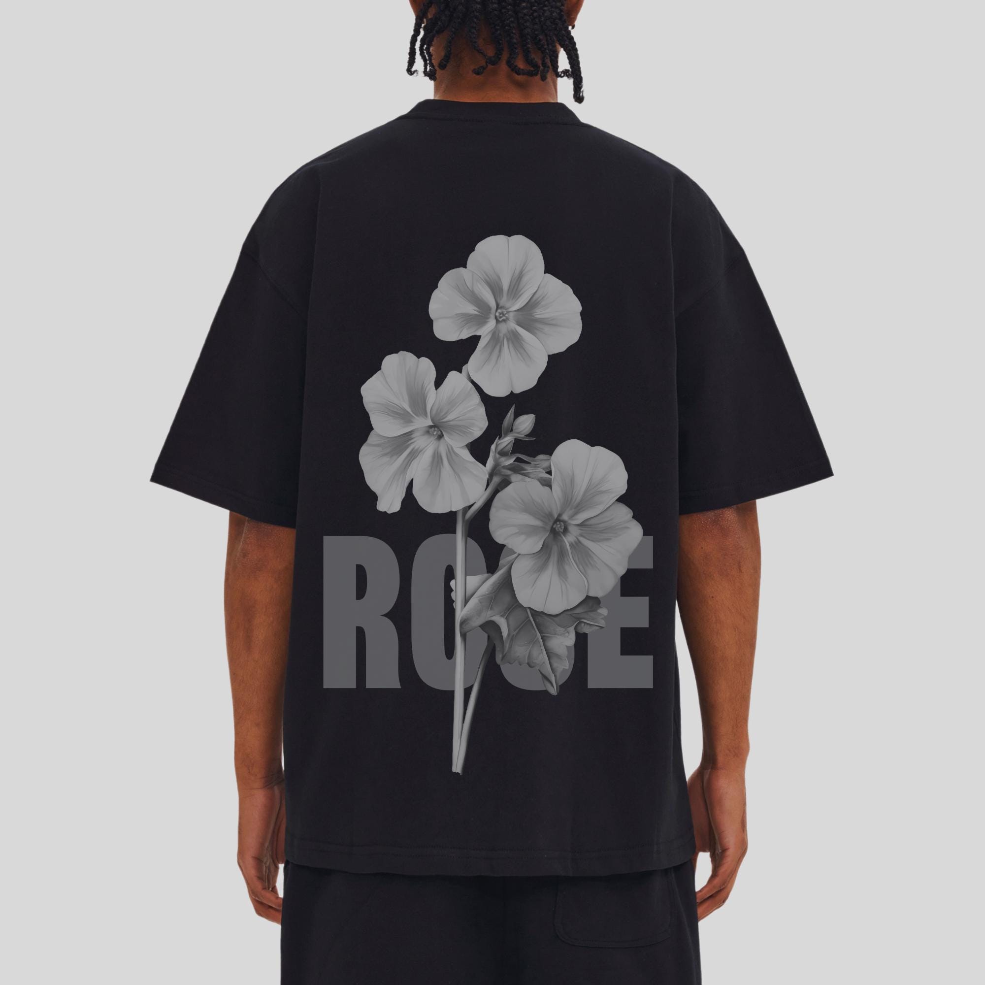 ROSE PRINT T SHIRT | Black Rose Tea | Oversized Floral Tee | Botanical Tshirt | Beautiful Floral Graphic Organic Cotton Unisex Rose Tshirt