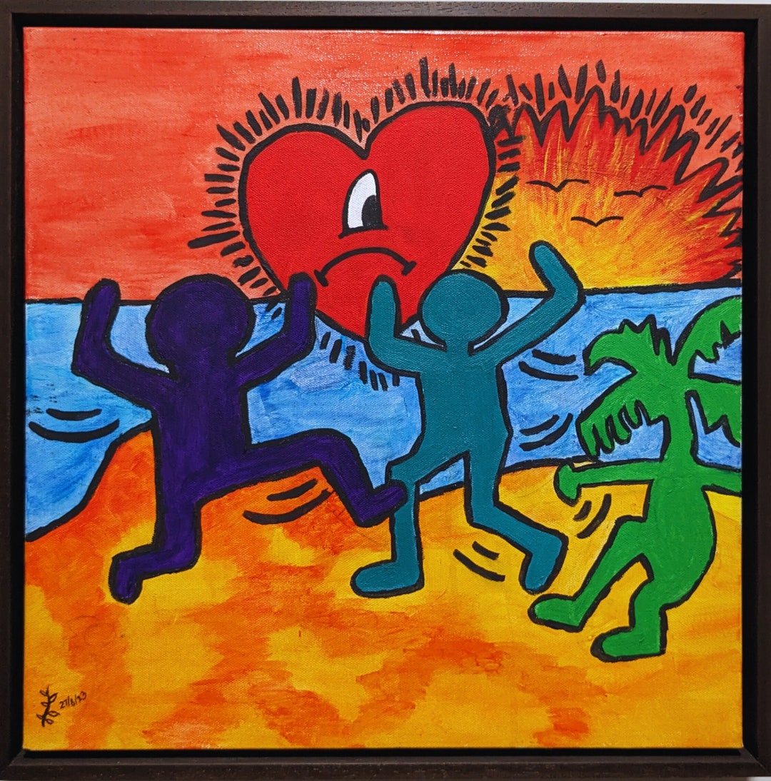 美品 キース・ヘリング作 Bunny on the Run シルクスクリーン 美品 キース・ヘリング作 Bunny on the Run シルクスクリーン