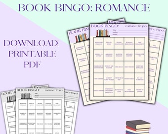 Book Bingo for Romance Readers, 6 Different Bingo Cards with Romance Tropes Challenge, Booktok Lover Bingo Game, Find the Book Bingo Game