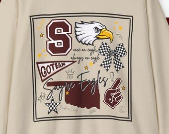 Sayre Adler Maskottchen Sweatshirt, College Patch Rundhalspullover, Universelle Bekleidung, Schullogo Pullover, Sportteam Shirt