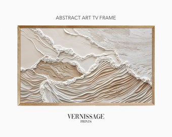 Samsung Frame TV-kunst | Minimalistisch schilderij met beige en witte verftextuur | Digitaal schilderen | Abstracte kunst #TV118