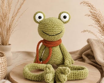 Padrão de Amigurumi de Sapo de Crochê: Tutorial em PDF com Cachecol (Download Digital)