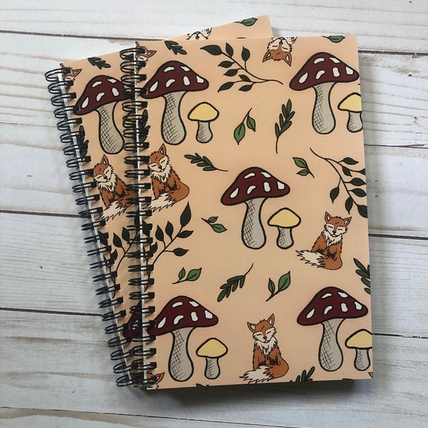 Woodland Fox Journal Soft Cover Spiral Bound Notebook Lined Paper Journals