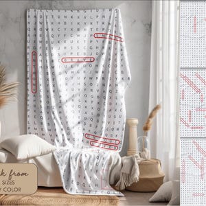 Word Search Cozy, Fleece Throw Blanket Thats Personalized with Name, Initials and words
