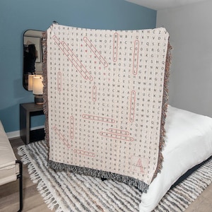 Personalized Word Search Cotton Throw Blanket, Custom Word Search Puzzle Gift, Family Names Word Search Blanket