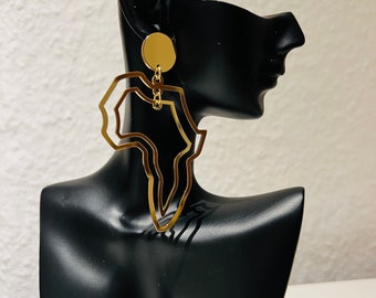 Nested Africa Silhouette Earrings | African Jewelry |Elegant Earrings for Women | Africa Outline |Statement Piece |Gifts for Her
