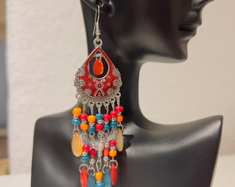 Vintage Boho Chic Beaded Tassel Earrings | African Jewelry | Elegant Earrings for Women |Statement Piece |Bohemian Earrings |Gifts for Her
